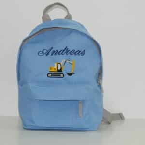 Bagger Rucksack, Baggerrucksack mit Namen, Kindergarten Rucksack mit Namen, Kindergartenrucksack mit Bagger und Namen, Kindergartenrucksack mit Namen, Kindergartenrucksack personalisiert, Personalisierter Rucksack