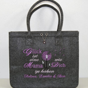 Besonderes Geschenk für Mama, Besonderes Geschenk für Oma, Filztasche, Filztasche bestickt, Filztasche bestickt für Mama, Filztasche für Mama, Filztasche für Oma, Filztasche für Ur Oma, Filztasche Muttertag, Geschenk Mama, Geschenk Oma, Glück ist eine Mama wie Dich zu haben, Glück ist eine Oma wie Dich zu haben, Muttertagsgeschenk, Weihnachtsgeschenk für Mama, Weihnachtsgeschenk für Oma