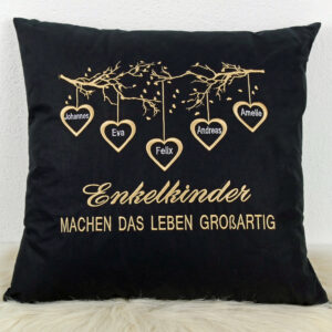 Besonderes Geschenk für Oma, Enkelkinder, Erinnerungskissen, Geschenk für Familie, Geschenk für Oma, Geschenk für Opa, Kissen bestickt Familie, Kissen bestickt für Oma, Weihnachtsgeschenk für Oma, Weihnachtsgeschenk für Opa