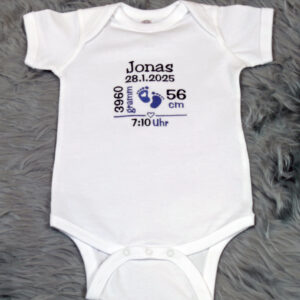 Babybody, Body zur Geburt, Body bestickt, Weisat, Body