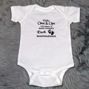 Babybody, Body zur Geburt, Body bestickt, Weisat, Body
