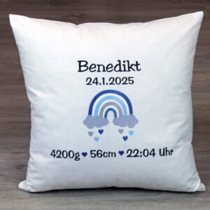 Geburtskissen, Weisat, Kissen bestickt, Geschenk zur Geburt