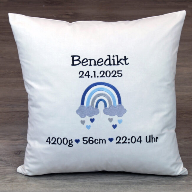 Geburtskissen, Weisat, Kissen bestickt, Geschenk zur Geburt