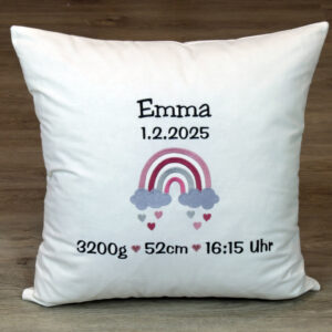 Geburtskissen, Weisat, Kissen bestickt, Geschenk zur Geburt